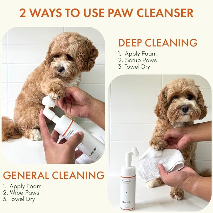 Dog Paw Cleaner | Gentle & PH-Balanced | Dog Paw Wash for All Breeds | Nourishing Formula with Aloe Vera | Portable & Easy-to-Use | Paw Cleaning Foam with Silicone Brush - 5.1 Fl Oz