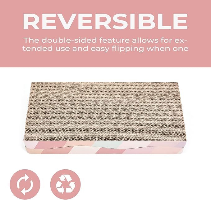 Cat Scratching Pads Cardboard Cat Scratchers for Indoor Cats Reversible Large Wide Corrugated with Catnip and Mini Toy (3pcs)