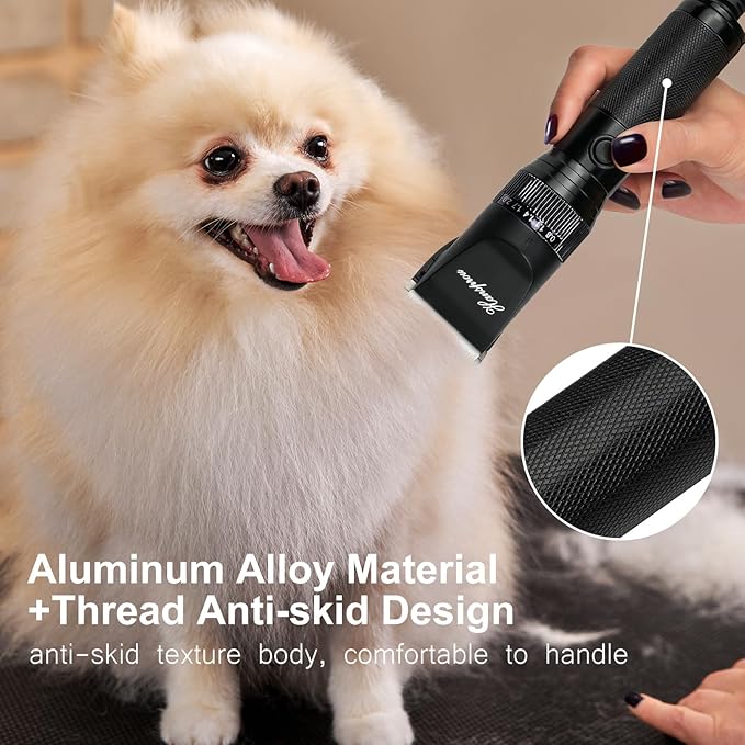 Dog Clippers for Grooming, 12V Professional Dog Clippers，Heavy Dutt Corded Pet Hair Trimmer Pet Trimmer for Thick Hair with Guard Combs Brush