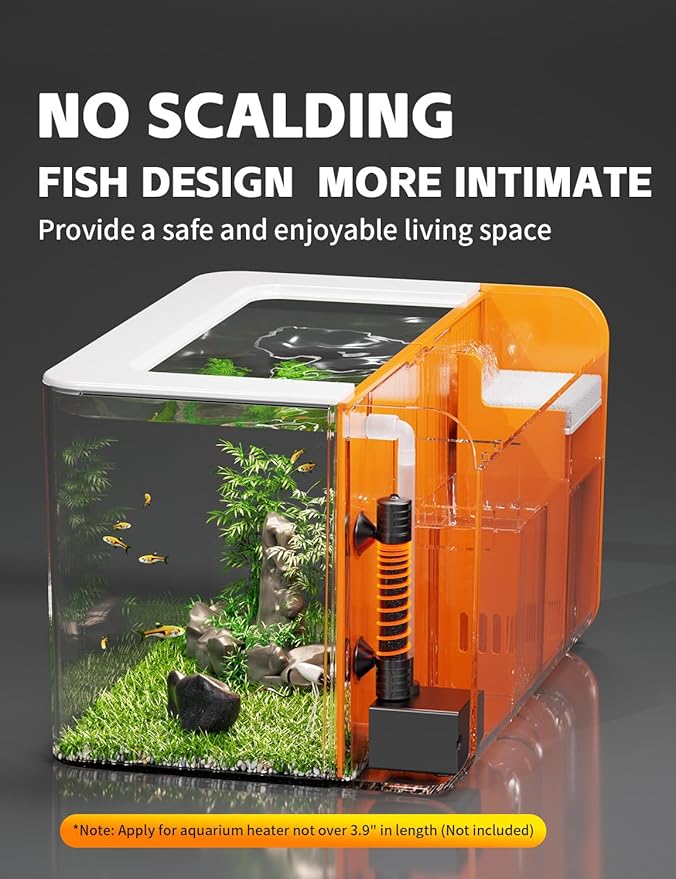 2.5 Gallon Fish Tank Small Aquarium Starter Kit with Hidden Filtration, 3 Color Light, Self Cleaning Nano Tank for Betta, Shrimp, Guppy, Angelfish
