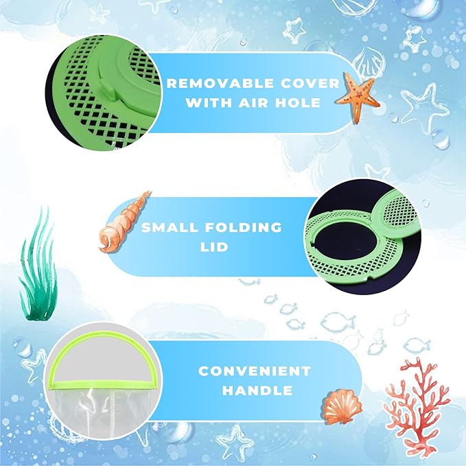 Foldable Small Aquarium, Portable Fish Tank, Fish Transport Container, Plasitc Fish Bowl, Beginner Tank, Great Concept for Catching and Release Critters, Beach, Pool and Lake