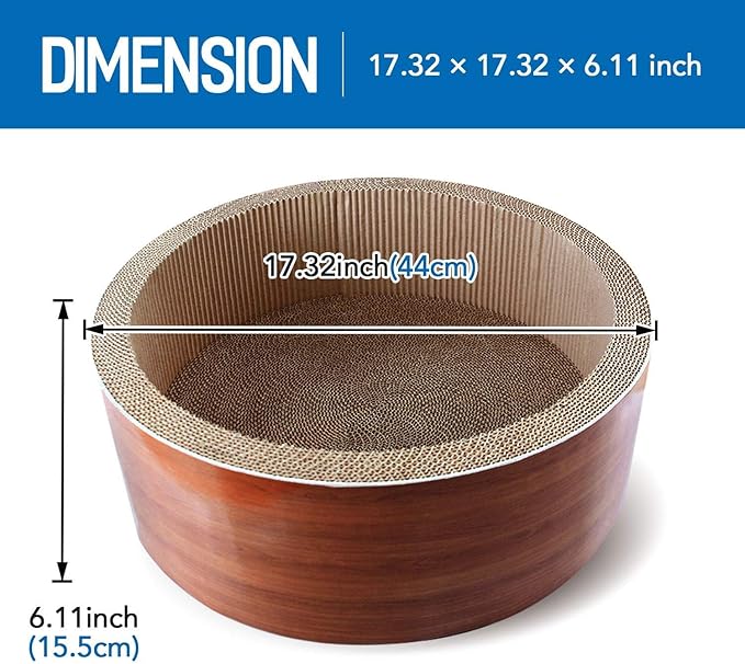 Cat Scratcher Post & Board, Round Cat Scratching Lounge Bed, Durable Pad Prevents Furniture Damage, 17.32'' x 17.32''x 6.11''