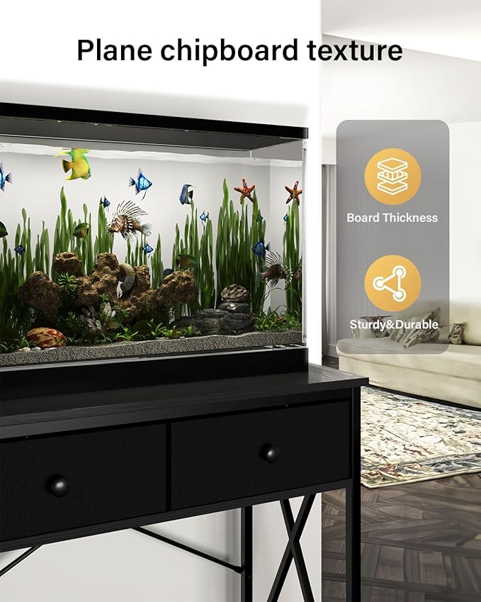 Fish Tank Stand 29 Gallon: Sturdy Aquarium Stand with Accessories Storage - Metal Fish Tank Table for 20-29 Gallon Reptile Breeder Turtle Terrarium - 30.7"x16.5" Weight Capacity 330 lbs