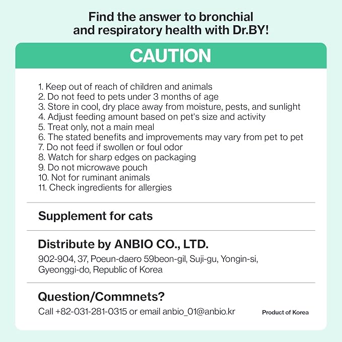 Dr.by Cat Breath Bronchial Supplements Cat Sneezing Treatment Asthma Cold Cough Nose Relief Respiratory&Immune Support with TF-343-30 lickable Formula Individually Packaged, Chicken (2 Packs (17OZ))