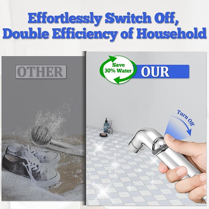 Dog Shower Attachment Metal, YDmeet Pet Washing Hose Attachment for Fast & Clean Bathing, Brass 3 Way Diverter, Adjustable Sprayer wtih Turn Off, 8 ft Hose and Holder, Chrome