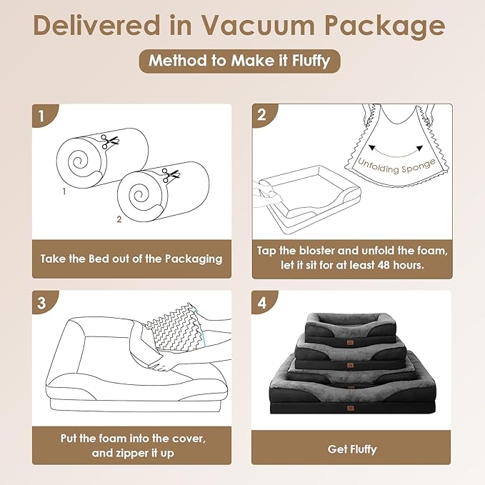 EHEYCIGA Memory Foam Dog Bed for Medium Size, Orthopedic Dog Sofa with Sides and Waterproof Liner, Washable Bolster Pet Couch with Removable Cover, 35x22x6.5 Inch, Grey/Black