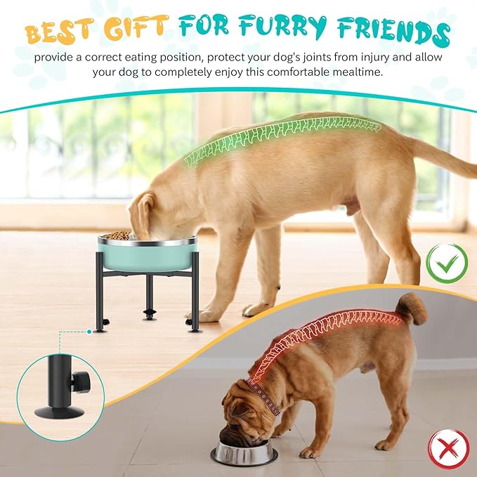 Adjustable Dog Bowls Elevated Stand- 4 Heights, Wide 6-10" -Oppro Metal Raised Tall Single Dog Food Bowl Stands Holder, Upgrade Lifted Water Feeder with Tray for Medium Large Small Breed, Black