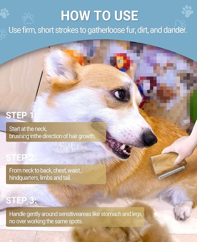 Dog Brush for Shedding | Pet Hair Removal Tool, Cat Grooming Supplies, Deshedding Dog Brush | Combs for cleaning & grooming short and long hair (4.3 Inch (M))