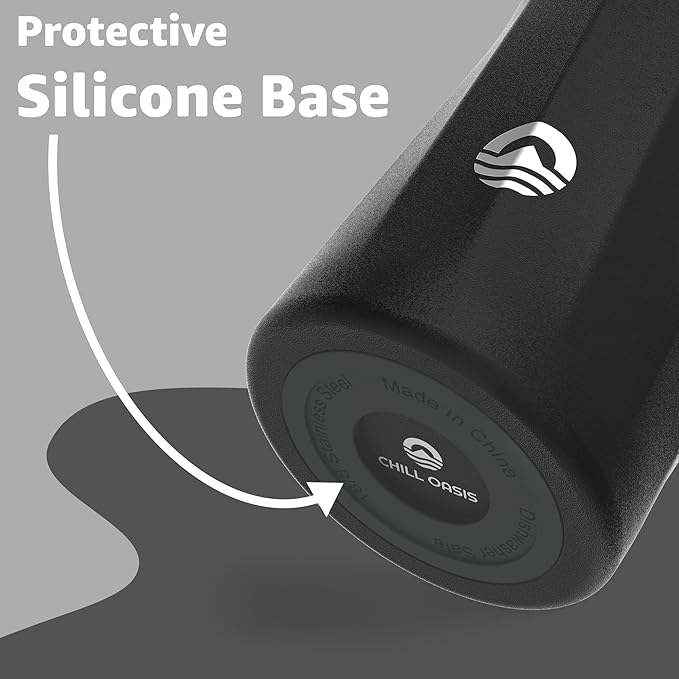 Chill Oasis Water Bottle | Compatible With Popular Flavor Cartridges | BPA Free, Leak Proof, Double-Walled Vacuum Insulated Stainless Steel, and Dishwasher Safe | Cold for 24 Hours (Black, 32oz)