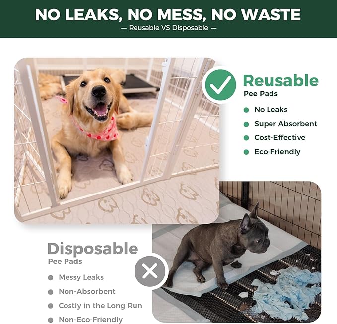 FXW Washable Pee Pads for Dogs, Puppy Pads with Super Absorbent, Specifically Designed for FXW Rollick/Homeplus 32/40/45inch 8 Panels Dog Playpen, 34" Octagon, Khaki, 1 Pack