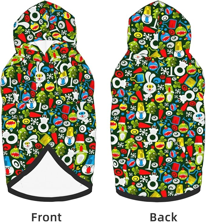 Christmas Green Monster Hoodie,Christmas Cosplay Dog Clothes with Pocket and Hat Winter Clothes Sweaters X-Large