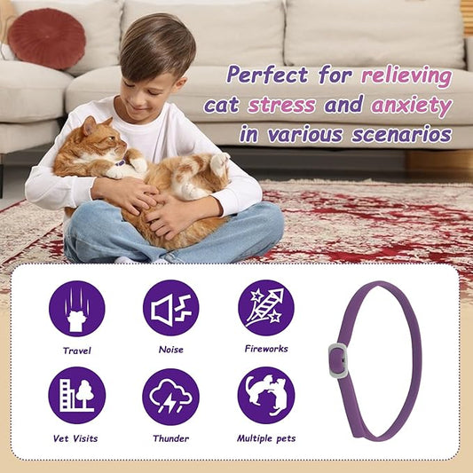Calming Collar for Cats - 4 Pack, Adjustable Size, Efficiently Reduces Anxiety & Stress for 30 Days, Safe Cat Pheromone Collars, Calming Cat Collar
