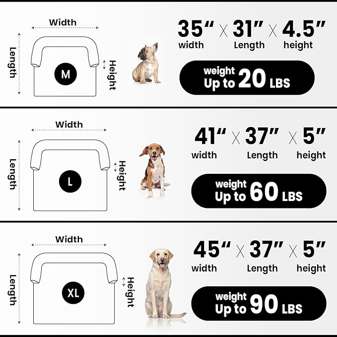 Calming Dog Couch Bed for Large Dogs, 41 x 37 inch Waterproof Removable Dogs Mat Couch Cover for Furniture Protector, Non-Slip Fluffy Pelsbarn Dog Bed for Couch, Sofa, Outdoor - Tie-Dye Khaki