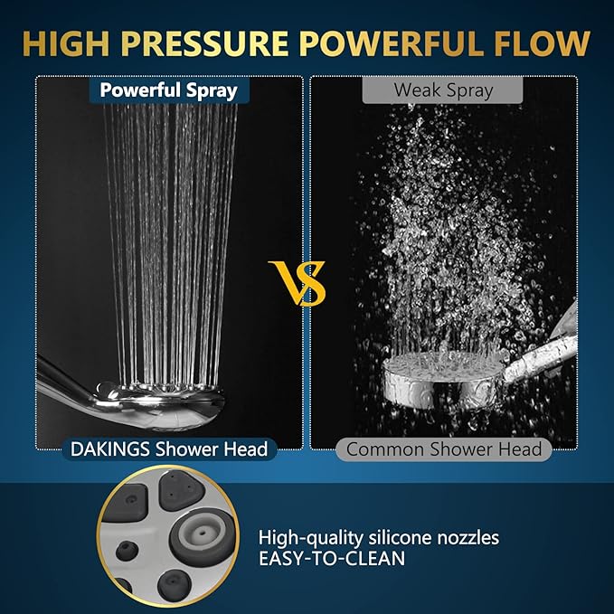 6 Spray Modes High Pressure Handheld Showerhead Set Upgraded 5 Inches Shower Head with Handheld Spray Premium Chrome Handheld Shower Head 60 Inches Stainless Steel Hose-1-Min Install