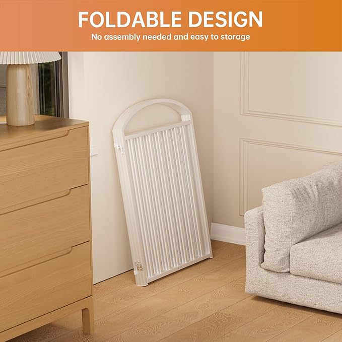 3 Panles Full Matel Freestanding Dog Gates with Door, 72"Extra Wide 32"Tall Free Standing Dog Pet Gate for Indoor & Outdoor. Foldable Pet Fences for Doorways, House, Stairs, Porch, Deck, Yard