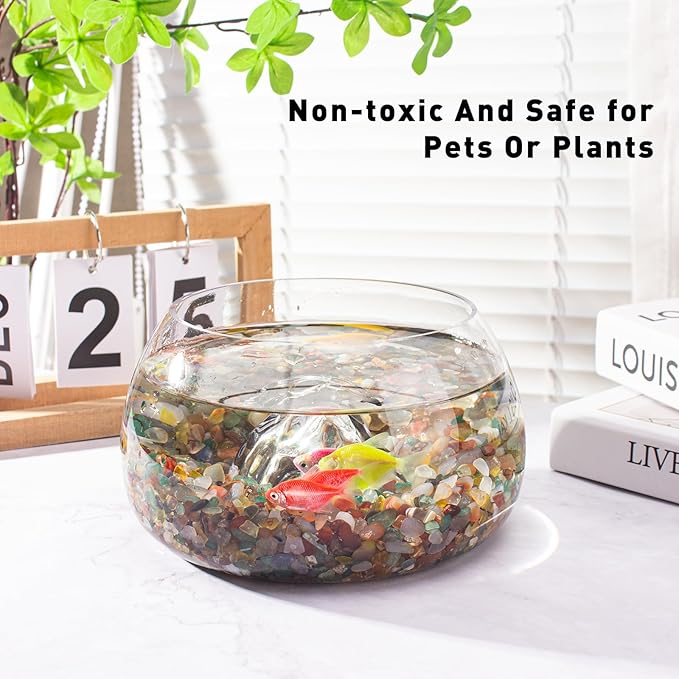Colorful Agate Crushed Stone Crystal Chips Bulk Irregular Shaped Aquarium Decor Rocks Gravel Pebbles Stones Polished Tumbled for Crafts|Fish Turtle Tank|Home Decoration - 0.88 Lbs
