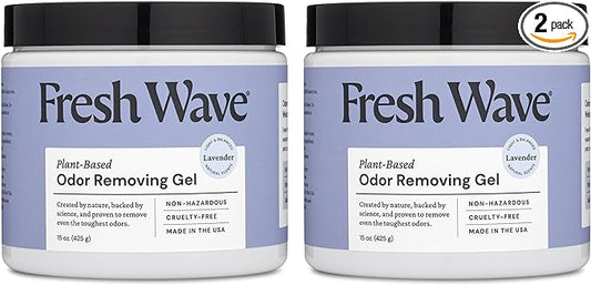Fresh Wave Lavender Odor Removing Gel, 15 oz., Pack of 2 - Safer Odor Absorbers for Home, Natural Plant-Based Odor Eliminator, Every 15 oz. lasts 30-60 Days, For Cooking, Trash & Pets