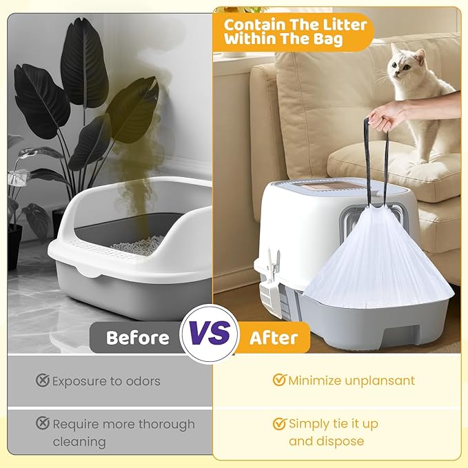 40 Count Cat Litter Liners Large, Jumbo Drawstring Extra Durable Pet Cat Pan Liners Extra-Thick Kitty Litter Box Bag 36" x 19"