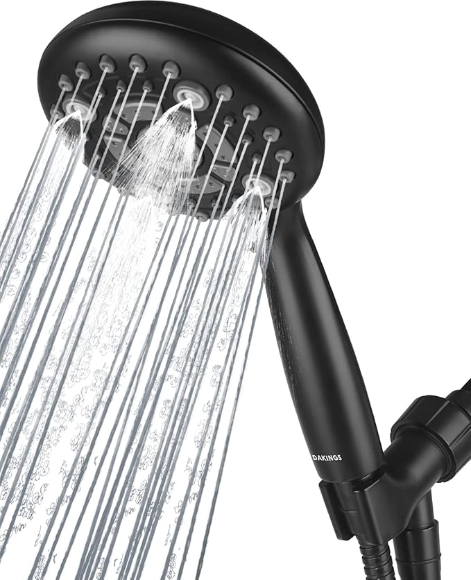 6 Spray Modes High Pressure Handheld Showerhead Set Upgraded 5 Inches Shower Head with Handheld Spray Premium Black Handheld Shower Head 60 Inches Stainless Steel Hose-1-Min Install
