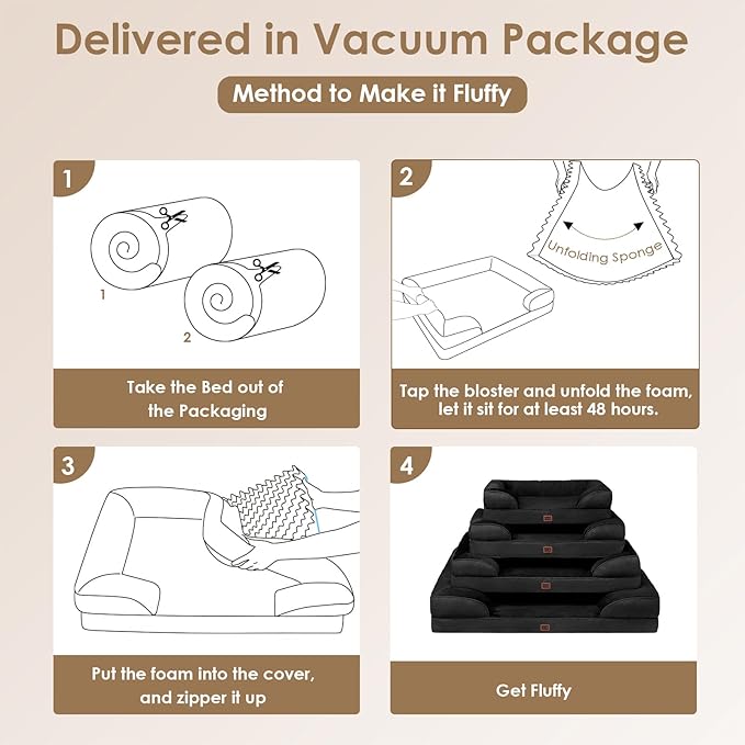 EHEYCIGA Orthopedic Dog Bed for Small Dogs, Waterproof Memory Foam Small Dog Beds with Sides, Non-Slip Bottom and Egg-Crate Foam Medium Pet Couch Bed with Washable Removable Cover, Black