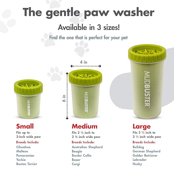 Dexas MudBuster Portable Dog Paw Cleaner, Medium, Green, PW710383