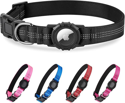 Dog Collar Compatible with Airtag, with Waterproof Cover, Multiple Colors, Multiple Sizes, Breathable Cotton and Linen Material, Suitable for Small, Medium and Large Dogs
