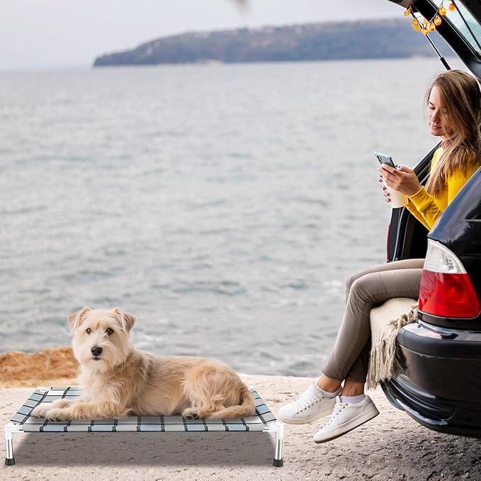 Elevated Outdoor Raised Dog Bed Outdoor Dogs Bed Lifted Pet Bed Dog Cot for Medium Pet Taste Life, Start with A Pet Bed 34'' x 20'' x 6.5''