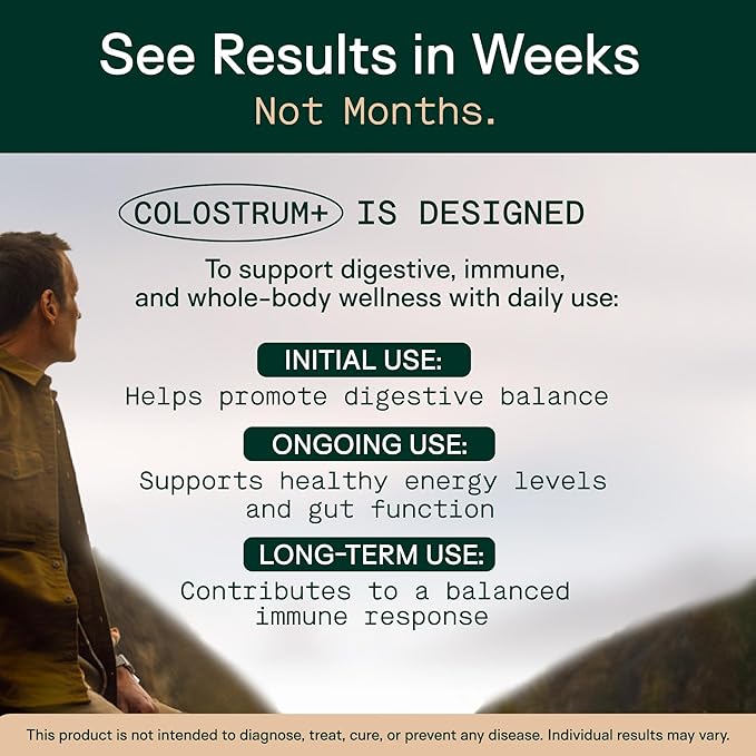 Adapt Naturals Colostrum Supplement with Lactoferrin & Beta-Glucan, Bio-Avail Grass Fed Bovine Colostrum Powder for Gut Health, Immune Support & Vitality | Non-GMO, 2500mg, Unflavored - 30 Days Supply