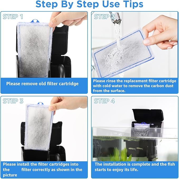 6 Count Assembled Large Filter Cartridges Compatible with Tetra Whisper Bio-Bag Filters 20i 40i IQ20/30/45/60 PF20/30/40/60, Large Replacement Filter Cartridges for Whisper Filters & Aquariums