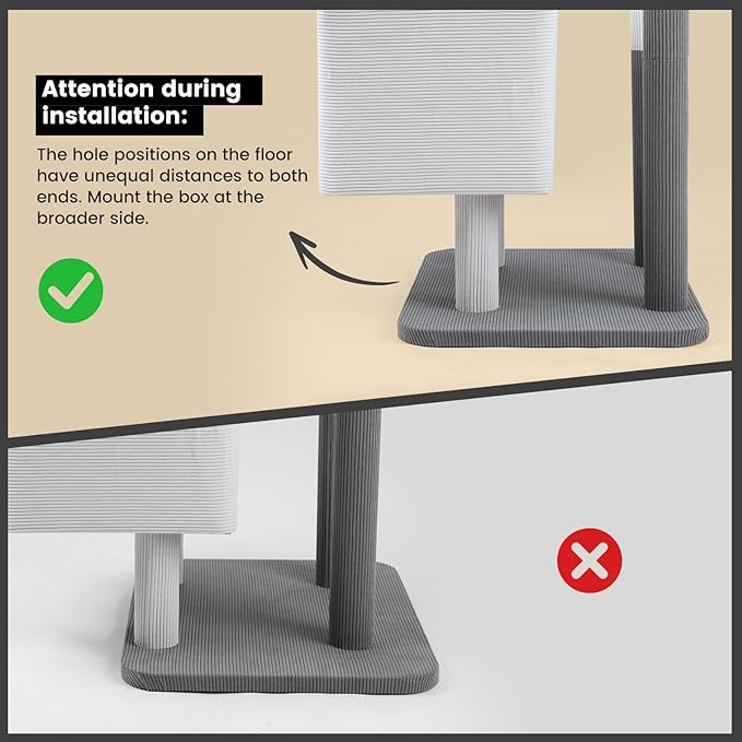 Gardner Pet 65in Heavy Duty Cat Tree Tower for Large Cats, Multi-Level Cat Furniture with Replaceable Sisal Scratching Post, Hammock | Extra-Large Platform & Condo (Upgraded Grey)