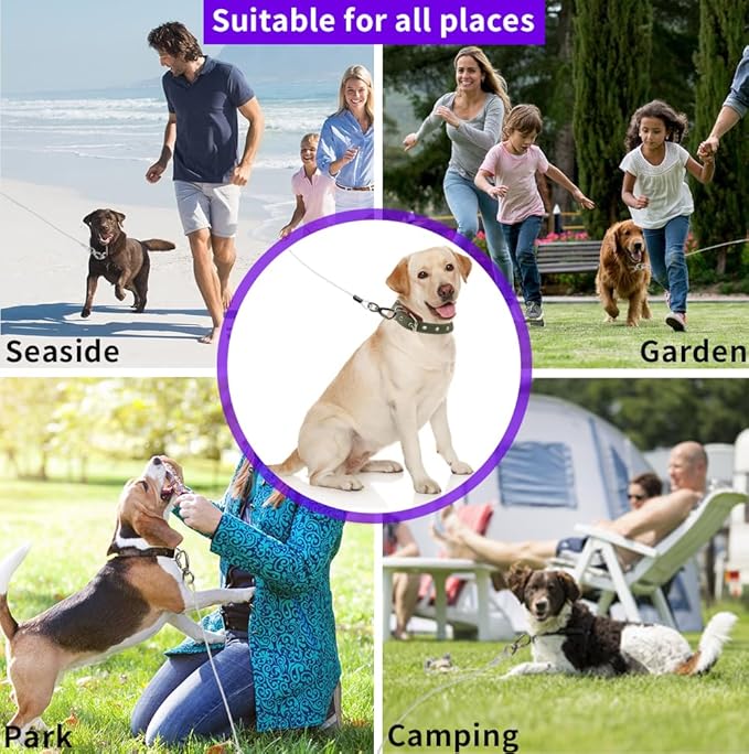 Dog tie Out Cable, 10/20/25/30/50/70/100 feet, Suitable for Dogs up to 350 pounds, Dog Cable with Swivel Buckle, Lightweight, Non-Winding, for Outdoor Camping, Yard Dog Cable (White, 70FT)