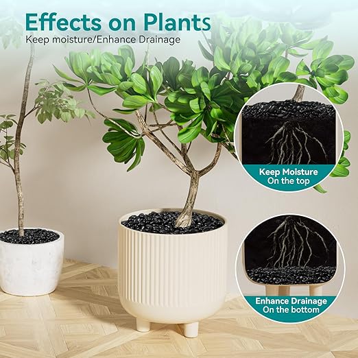 5 lbs Black Pebbles for Indoor Plants, 3/8" Small Rocks for Plants Indoor, Succulent, Bamboo, Vase, Decorative Black River Rocks Pea Gravel, Highly Polished