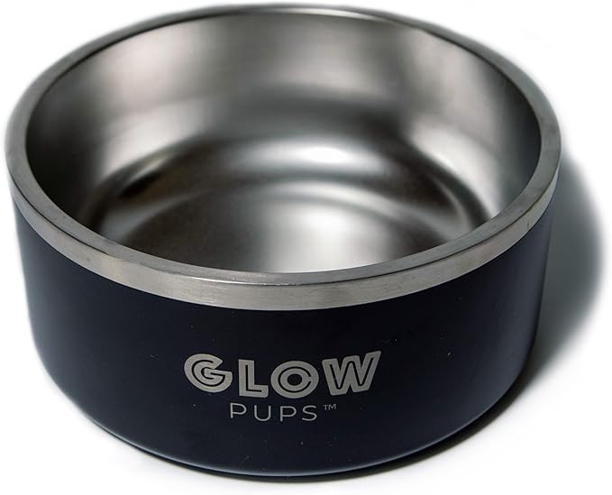 64 oz Black Anti-Skid Dog Bowl, Vacuum Insulated, Powder Coated, Stainless Steel, Non-Slip, Easy to Clean