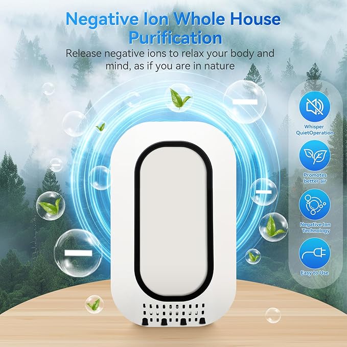 Air Ionizers for Home With 4 Negative Ion Output Heads,Ionizer Air Purifier Plug in With Backlight,Quiet and Energy-Saving, Ideal Air Cleaners for Bedroom,Office,Living Room and Pet Room(4)