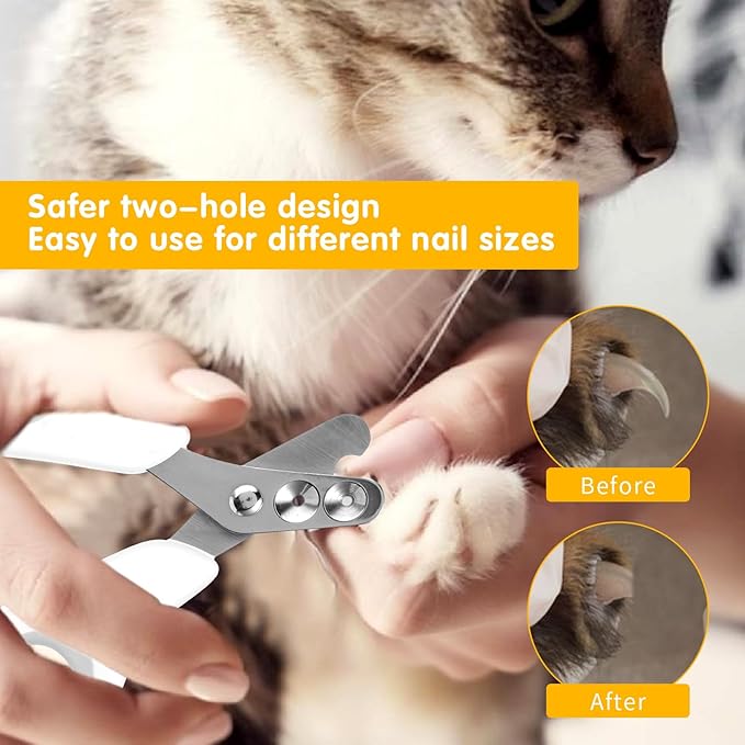 Cat Nail Clippers with Circular Cut Hole, Dogs Pets Nail Clippers & Trimmers Puppy Nail Clippers Cat Claw Trimmer with Safety Guard -Avoid Over Cutting Pet Nail Clippers for Novice Pet Families