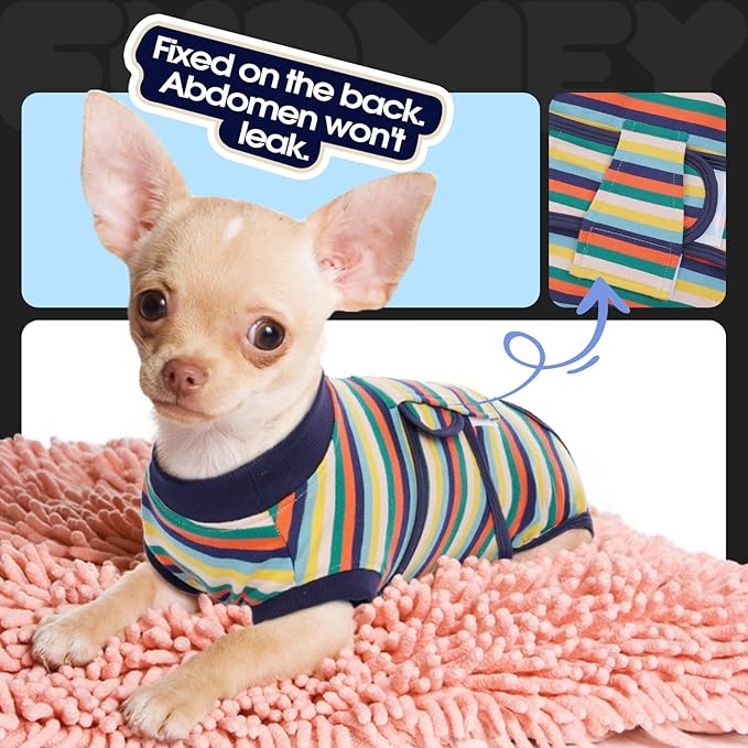 FUAMEY Recovery Suit for Dogs After Surgery,Soft Breathable Dog Bodysuit E-Collar & Cone Alternative Surgical Suit,Male Female Dog Neuter Spay Suits Anti Licking Wounds Onesie Dark Blue Stripes XL