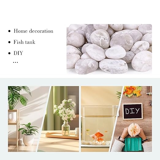 DomeStar 2.7lb White River Rocks, Polished Pebbles Decorative White Stones for Landscaping Vase Filler Fish Tank Aquariums Garden Outdoor and Indoor DIY