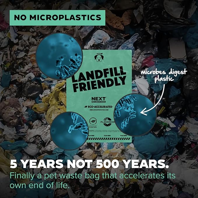 Doggy Do Good Next Pet Waste Bags, Landfill Friendly Recycled Plastic Unscented Dog Poop Bags, Leakproof, Strong, Thick, Earth Friendly for Dogs, 120 Count (120 Bags)