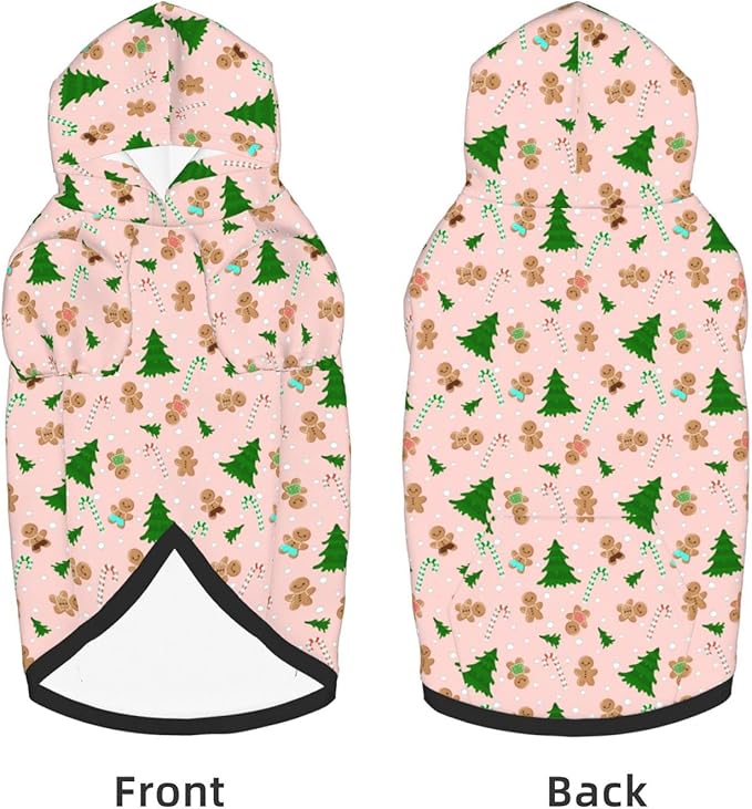 Christmas Gingerbread Men Hoodie,Christmas Cosplay Dog Clothes with Pocket and Hat Winter Clothes Sweaters Small