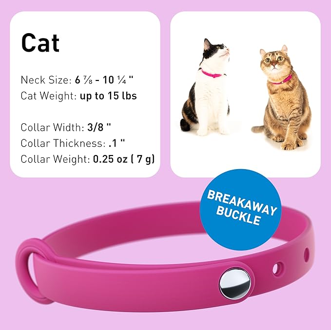 Cat Collar 2 Pack - Soft, Comfortable, and Lightweight Safety Breakaway Collar with Name Tag Ring for Outdoor Cats and Sensitive Skin Kittens by Nuvuq (6 ⅞" to 10 ¼", Pink)