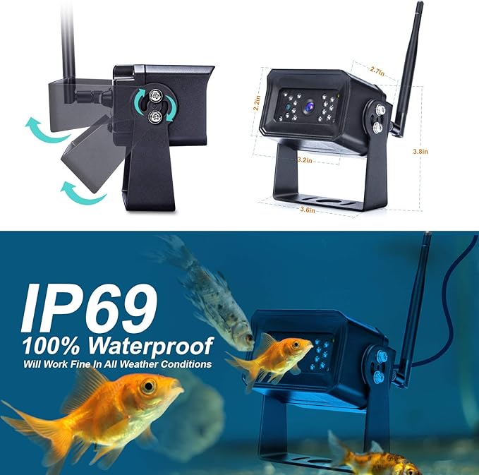 Digital Wireless Backup Camera Kit, 7 Inch Display and 720P HD Resolution, Wide Angle Rear View Camera with Night Vision, 190ft Wireless Reverse Camera System Suitable for Truck, Motorhome, 5th Wheel