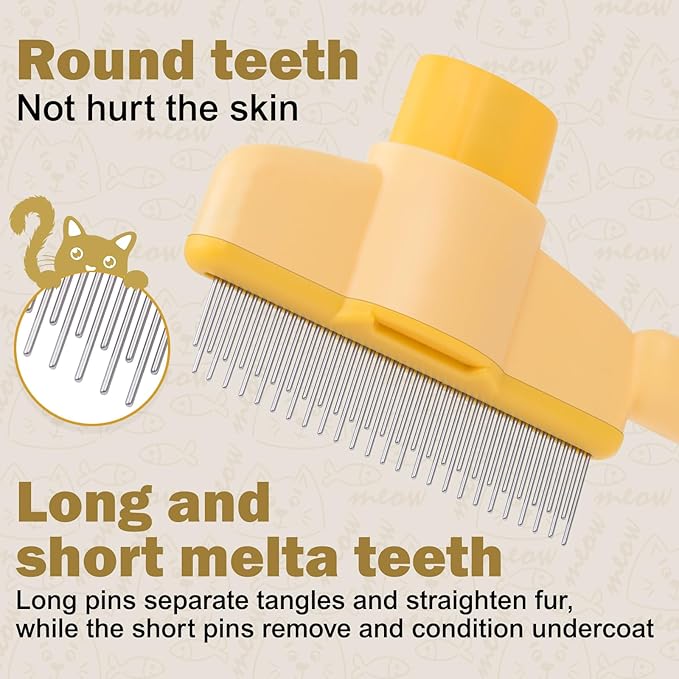 Cat Comb Dog Comb Pet Hair Removal Tool 6 Pack, Flea Combs for Cats and Dog, Grooming Brush with One-Click Self-Cleaning, Pet Grooming Supplies for Cats & Dogs