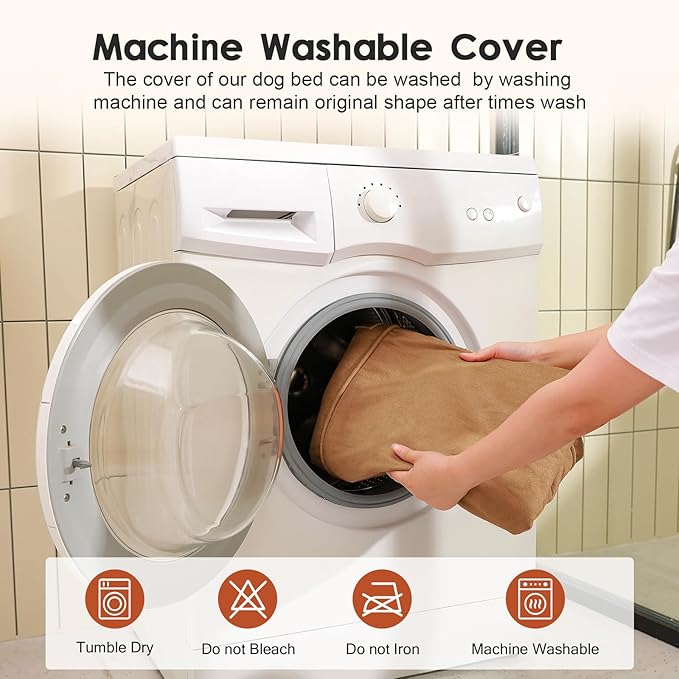 Chew Proof Dog Bed, 3" Memory Foam Dog Bed for Medium and Large Dogs, Removable and Washable Microsuede Cover, Waterproof Liner, Nonskid Bottom, 41x27 Inches XL Khaki