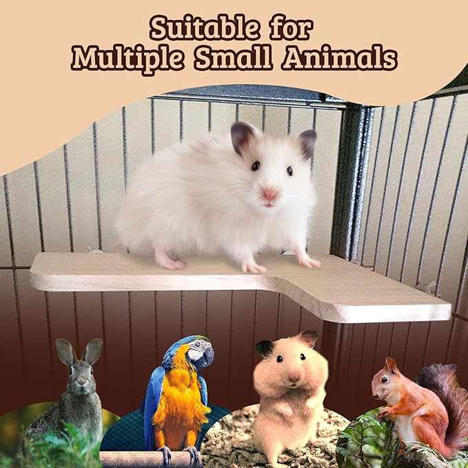 Chinchilla Cage Accessories Hamster Accessories, Chinchilla Toys Wood Platform Dwarf Hamster Cage Board, Chinchilla Cage Sturdy Standing and Jumping Wooden Board for Parrot Cage Rat Cage (Board)