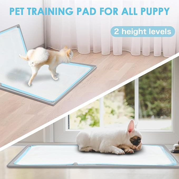 Dog Pee Pad Holder Tray, Non-Slip Puppy Pee Pad Holder, Fits Up to 35" X 24" Training Pads, High Edge Easy to Change Pee Pad Tray,Mat Fit Disposable and Washable Pee Pads