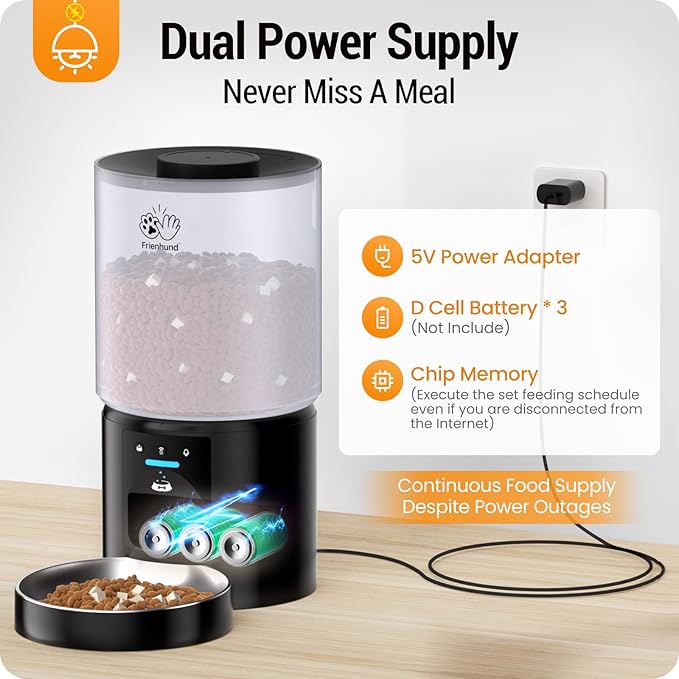 5L Automatic Cat Feeder with Sealed Outlet: 5G WiFi Automatic Dog Feeder with APP Control, Auto Cat Food Dispenser with Voice Recording for Pets, Detachable for Easy Clean - 21 Cup