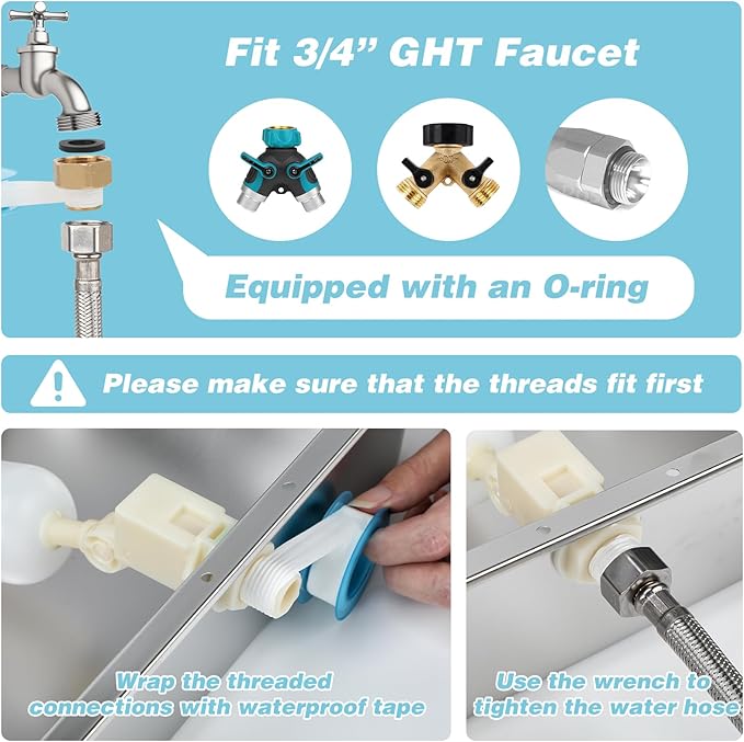 3 Gallon Automatic Dog Water Dispenser, Large Dog Water Bowl Dispenser for Outdoor, Stainless Steel Pet Bowl for Waterer Auto Fill Pet Waterer for Livestock Dogs Cats Chicken Fit 3/4'' GHT Faucet