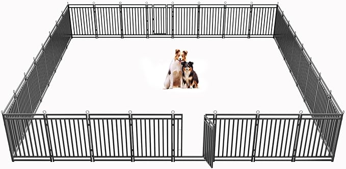 Dog Fence Outdoor Indoor, 40" Inch Height 32 Panels Dog Playpen for Large/Medium/Small Dogs Metal Dog Pen for Yard Camping and RV | Black-Silver