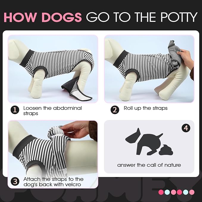 FUAMEY Dog Recovery Suit Male,Dogs Surgery Neuter Suits Puppy Spay Shirts for Female Protect Dog's Skin Anti Licking Abdominal Wounds Doggie Onesie Pet Bodysuit Alternative to Cone Gray Stripes XXL