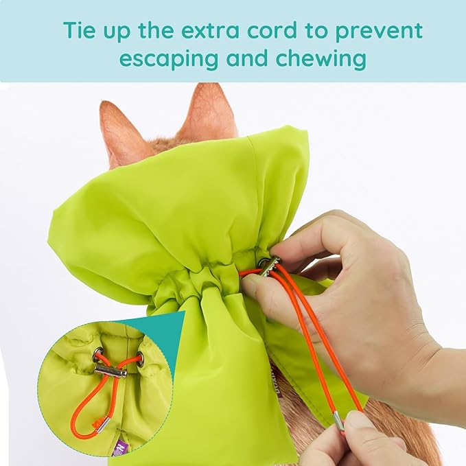 Cat Recovery Collar, Soft Adjustable Cat Cone Alternative, Lightweight Waterproof Fasteners Collars for Cats Kittens Puppies, After Surgery Stop Licking and Daily Use (Green, (Neck 5.5"-9.8"))